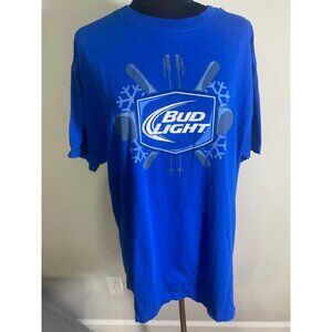 Fruit Of The Loom Royal Blue Bud Light Beer Short Sleeves T-shirt Size L